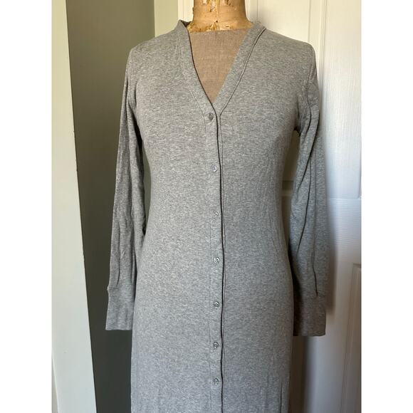 J. Crew gray ribbed button front midi dress womens Sz large new  Long sleeve - Picture 12 of 16